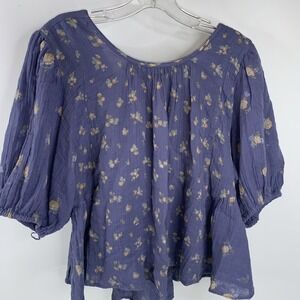 We the Free People M Blue With Flowers Romantic Boho